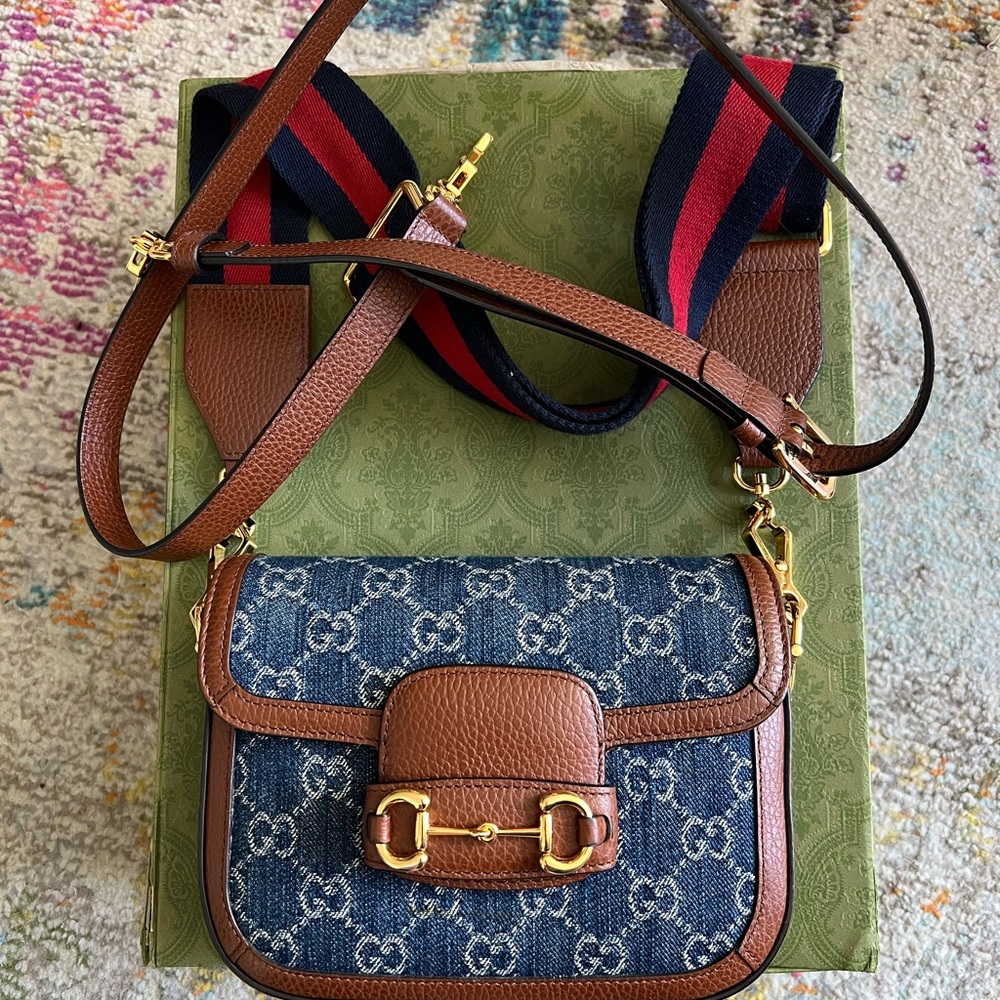 COPY - Gucci Horsebit 1955 Shoulder Bag GG Denim Mini